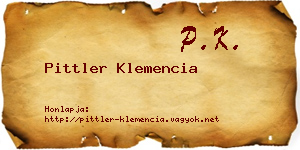 Pittler Klemencia névjegykártya